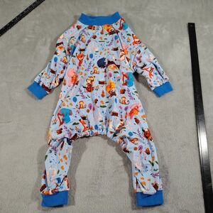 Lovinpet 4-Leg Dog Pajamas Jumpsuit Costume Pullover Blue Animal Print Lightweig